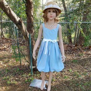 Bella Bliss Size 8 Solid Light Blue Preppy Dress